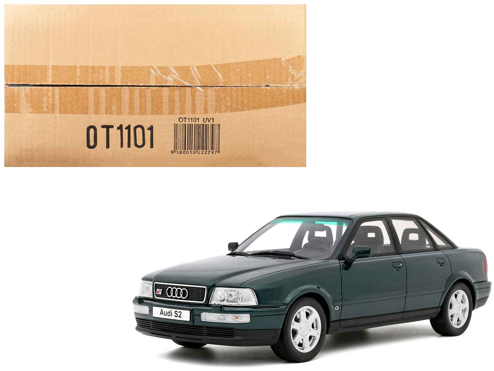 1993 Audi S2 Sedan Emerald Green Metallic Limited Edition to 2000 pieces Worldwide 1/18 Model Car by Otto Mobile Miniature Motors Default Title Default Title-