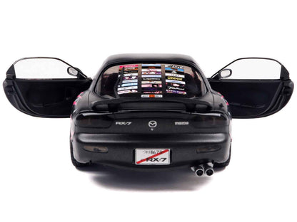 1994 Mazda RX7 (FDRS) RHD (Right Hand Drive) "Itasha Club" Black Metallic with Pink Graphics 1/18 Diecast Model Car by Solido Cartsfy Inc.