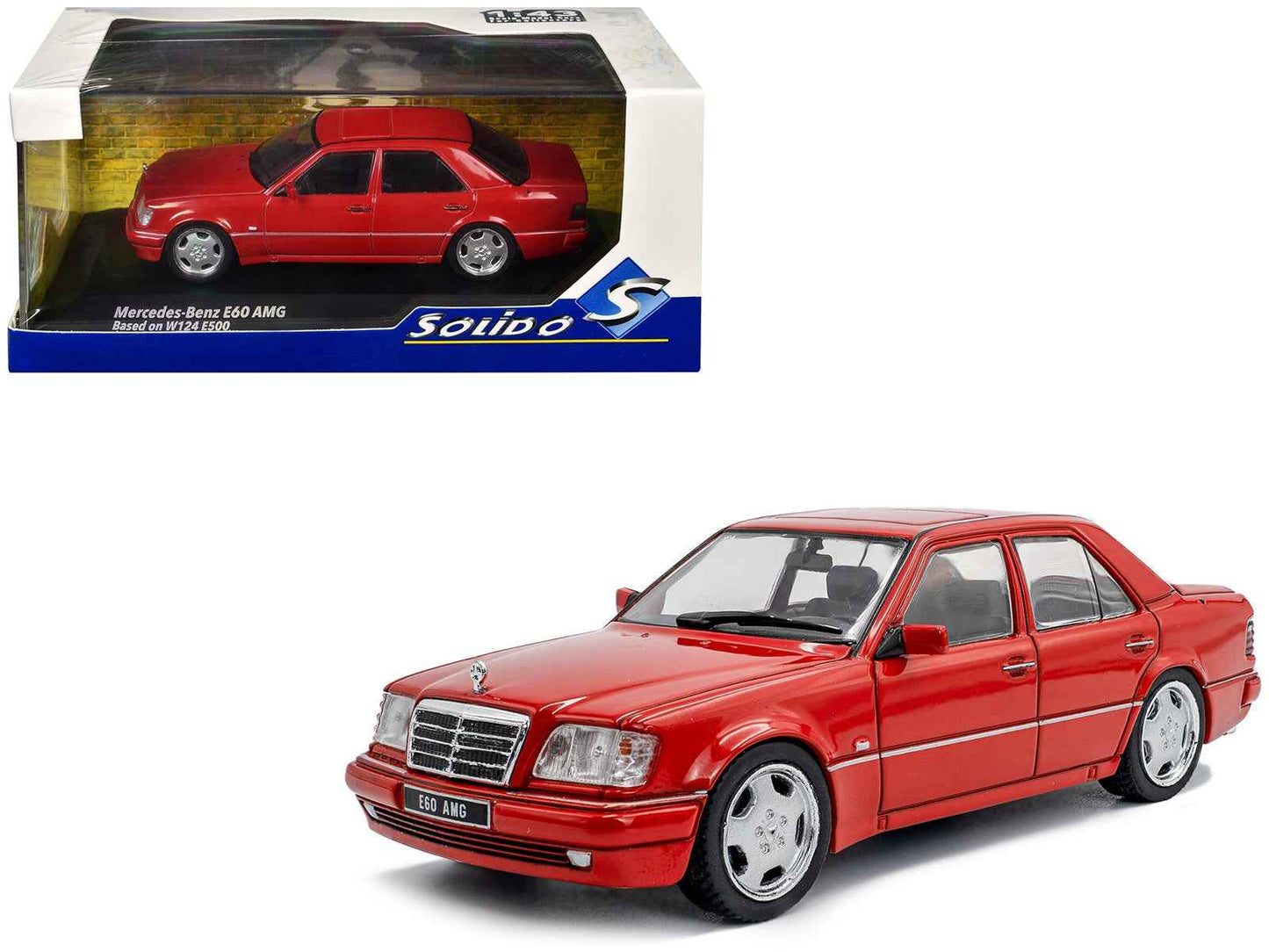 1994 Mercedes-Benz (W124) E60 AMG Signal Red 1/43 Diecast Model Car by Solido Miniature Motors Default Title Default Title-