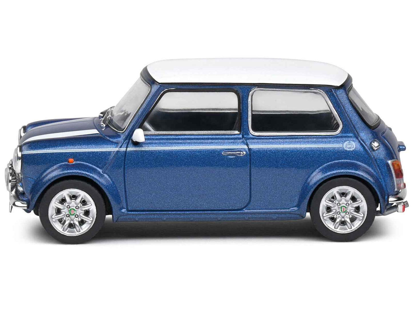 1994 Mini Cooper Sport Tahiti Blue Metallic with White Top and Stripes 1/43 Diecast Model Car by Solido Miniature Motors Default Title Default Title-