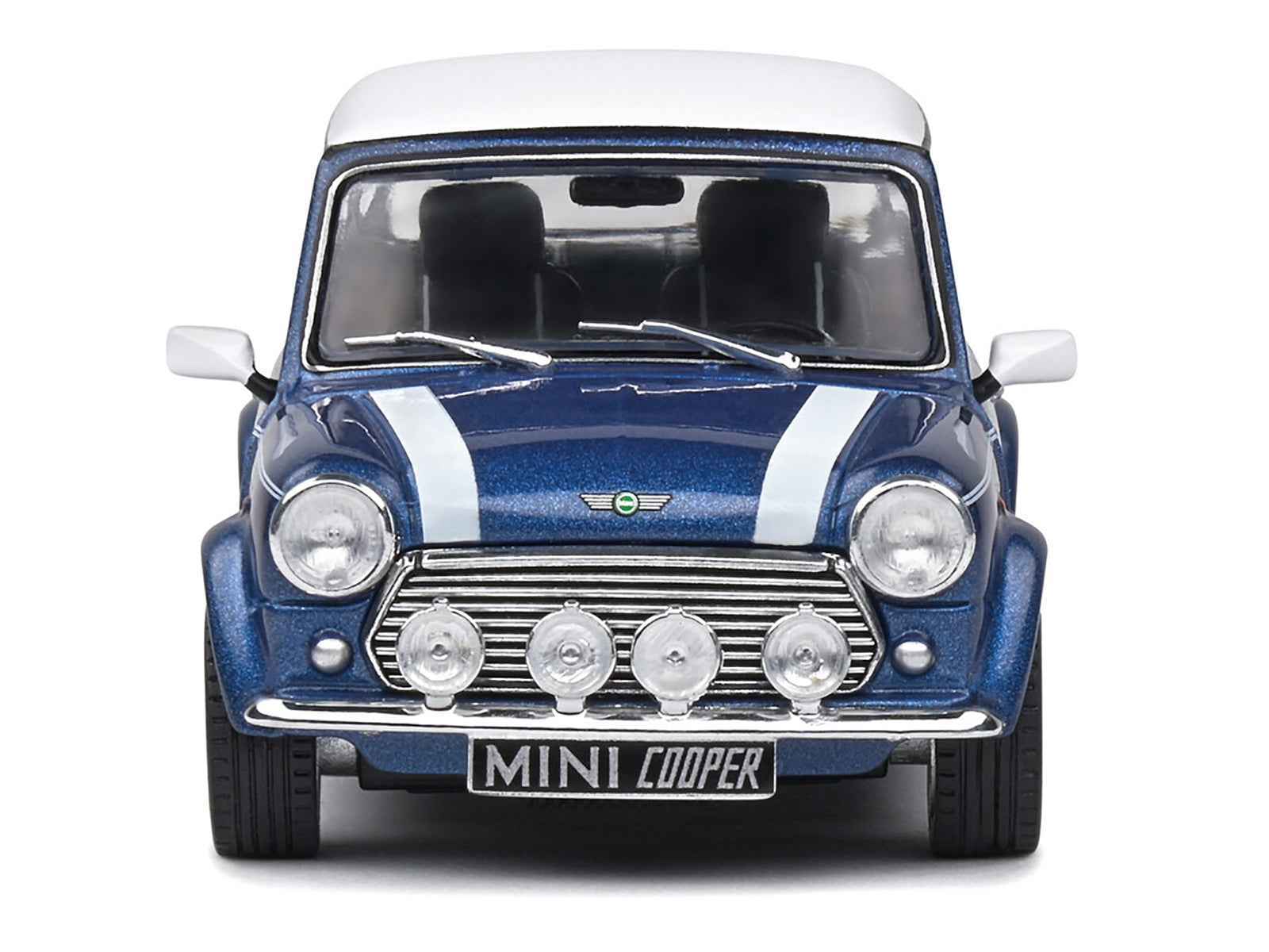 1994 Mini Cooper Sport Tahiti Blue Metallic with White Top and Stripes 1/43 Diecast Model Car by Solido Miniature Motors Default Title Default Title-