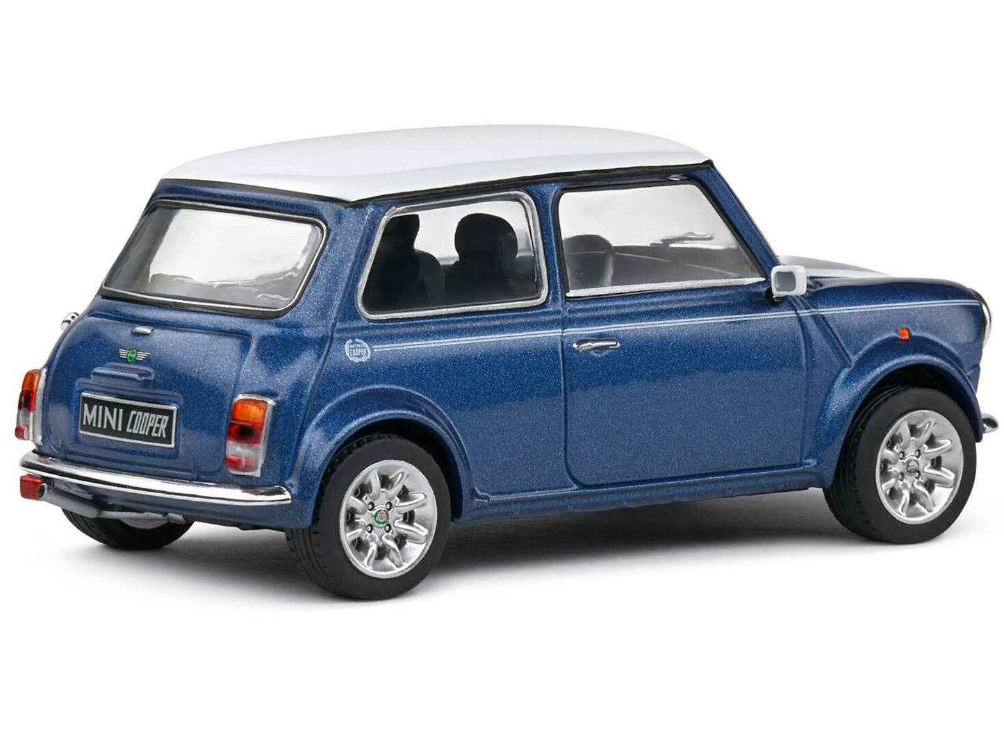 1994 Mini Cooper Sport Tahiti Blue Metallic with White Top and Stripes 1/43 Diecast Model Car by Solido Miniature Motors Default Title Default Title-