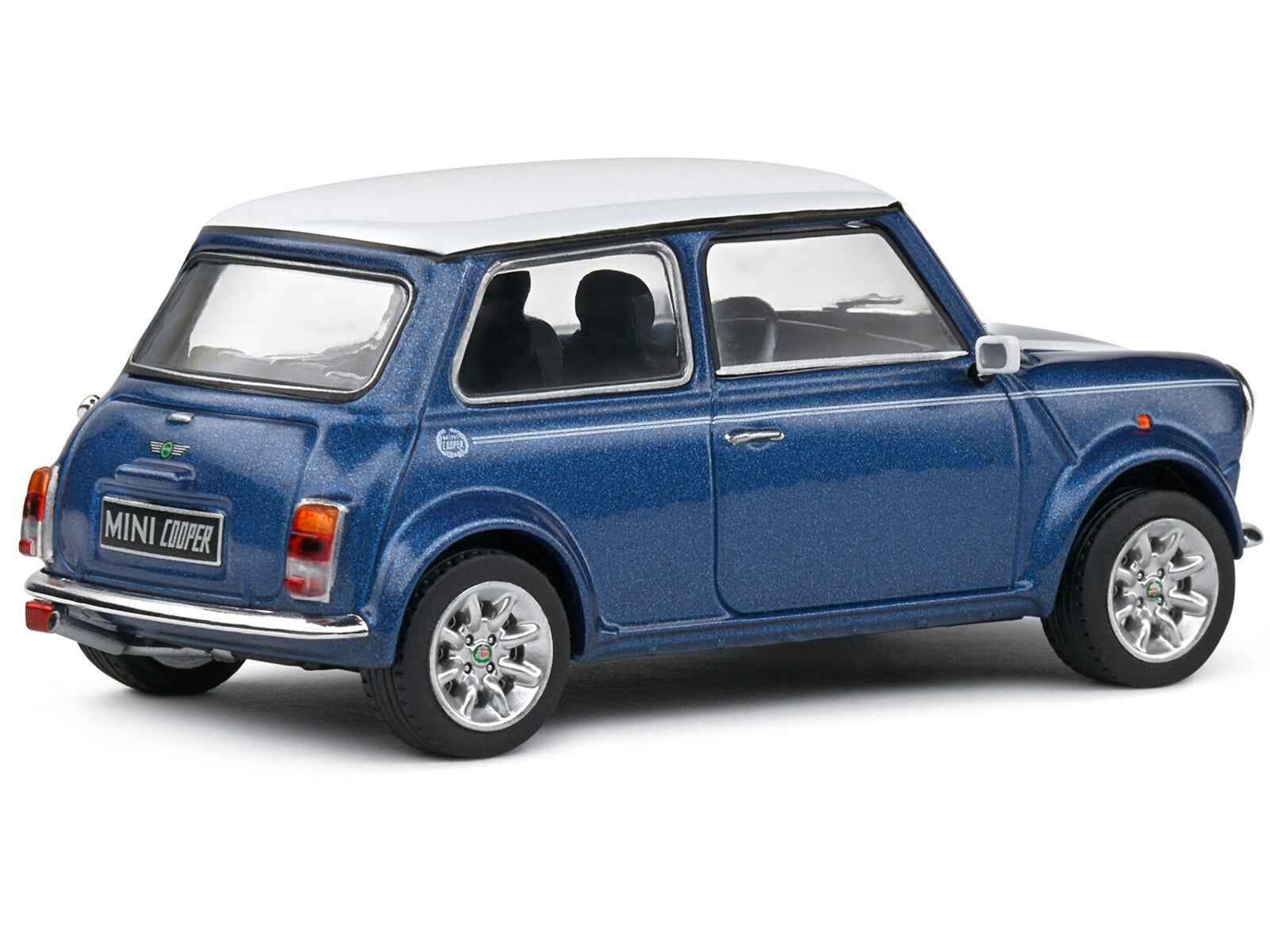 1994 Mini Cooper Sport Tahiti Blue Metallic with White Top and Stripes 1/43 Diecast Model Car by Solido Miniature Motors Default Title Default Title-