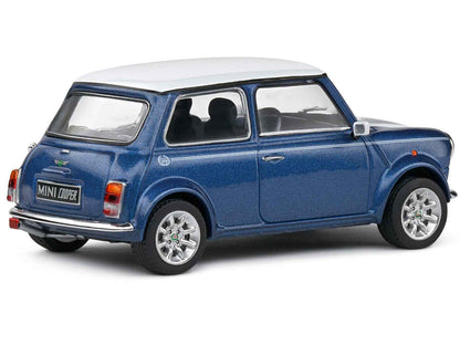 1994 Mini Cooper Sport Tahiti Blue Metallic with White Top and Stripes 1/43 Diecast Model Car by Solido Miniature Motors Default Title Default Title-