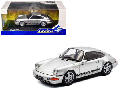 1994 Porsche 911 (964) RS Silver Metallic with Black Stripes 1/43 Diecast Model Car by Solido Miniature Motors Default Title Default Title-
