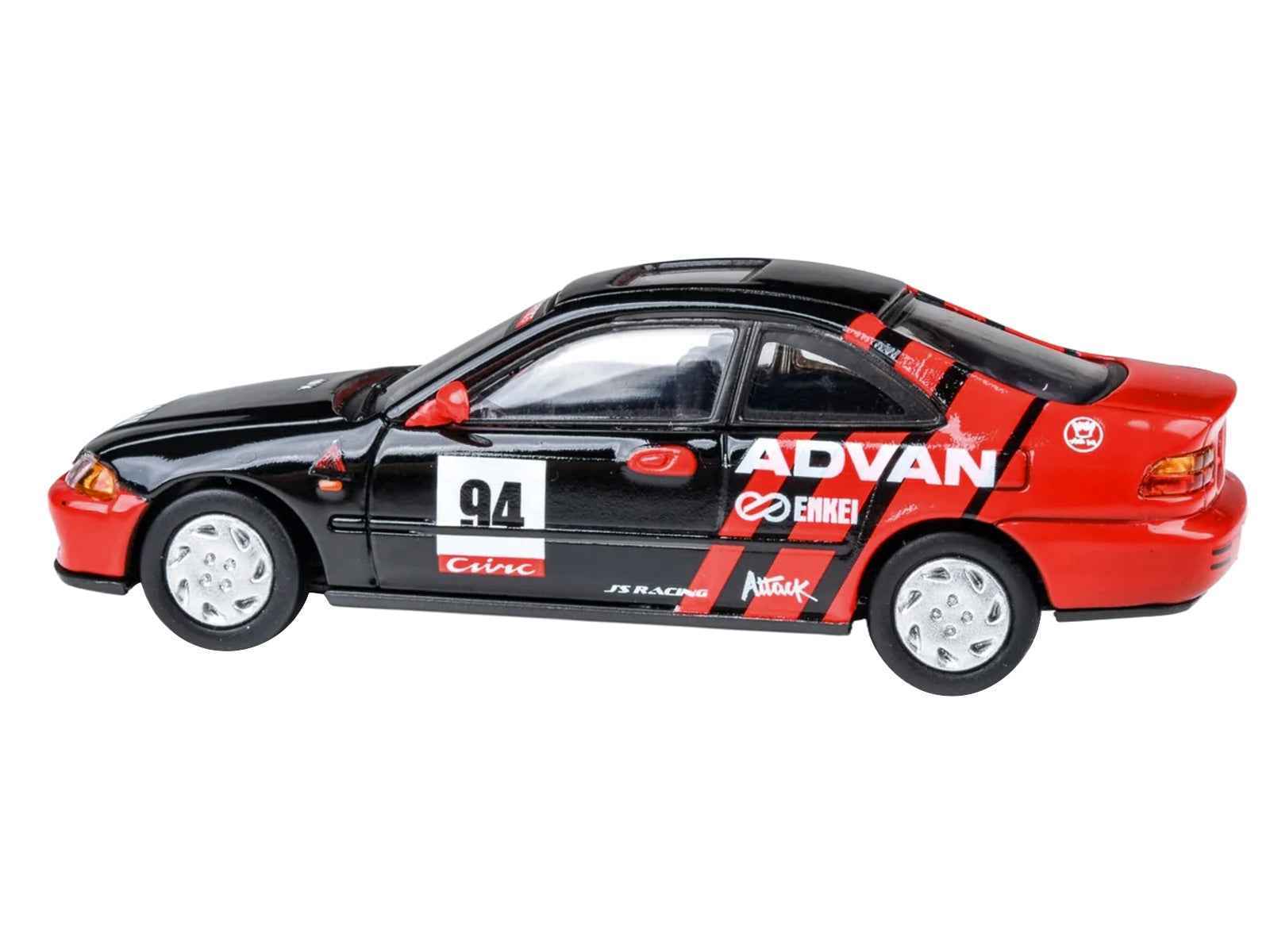 1995 Honda Civic Coupe EJ1 #94 "Autocross - ADVAN" Black and Red 1/64 Diecast Model Car by Paragon Models Cartsfy Inc.