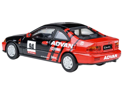 1995 Honda Civic Coupe EJ1 #94 "Autocross - ADVAN" Black and Red 1/64 Diecast Model Car by Paragon Models Cartsfy Inc.