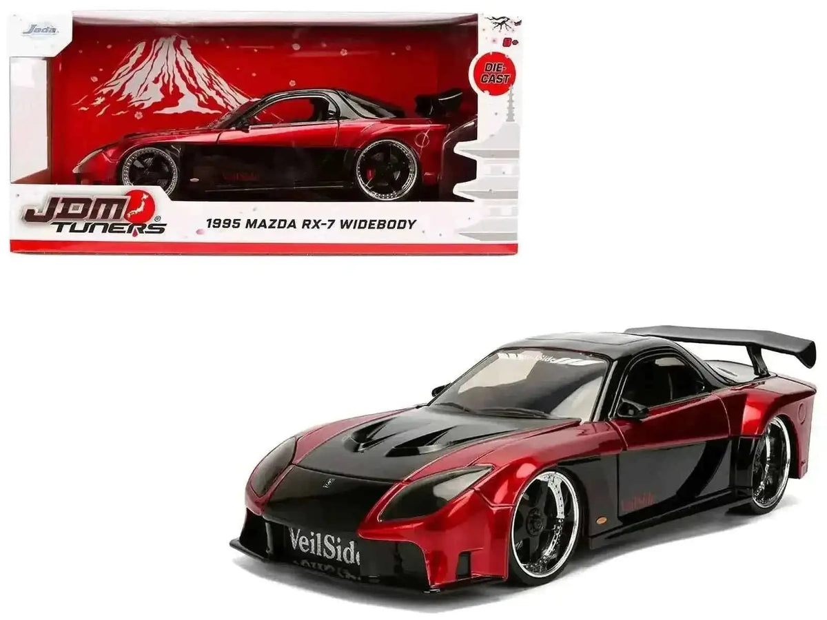 1995 Mazda RX-7 VeilSide Black and Red Metallic 1/24 Diecast Model Car