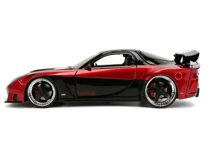 1995 Mazda RX-7 Widebody RHD (Right Hand Drive) "VeilSide" Black and Red Metallic "JDM Tuners" Series 1/24 Diecast Model Car by Jada Cartsfy Inc.