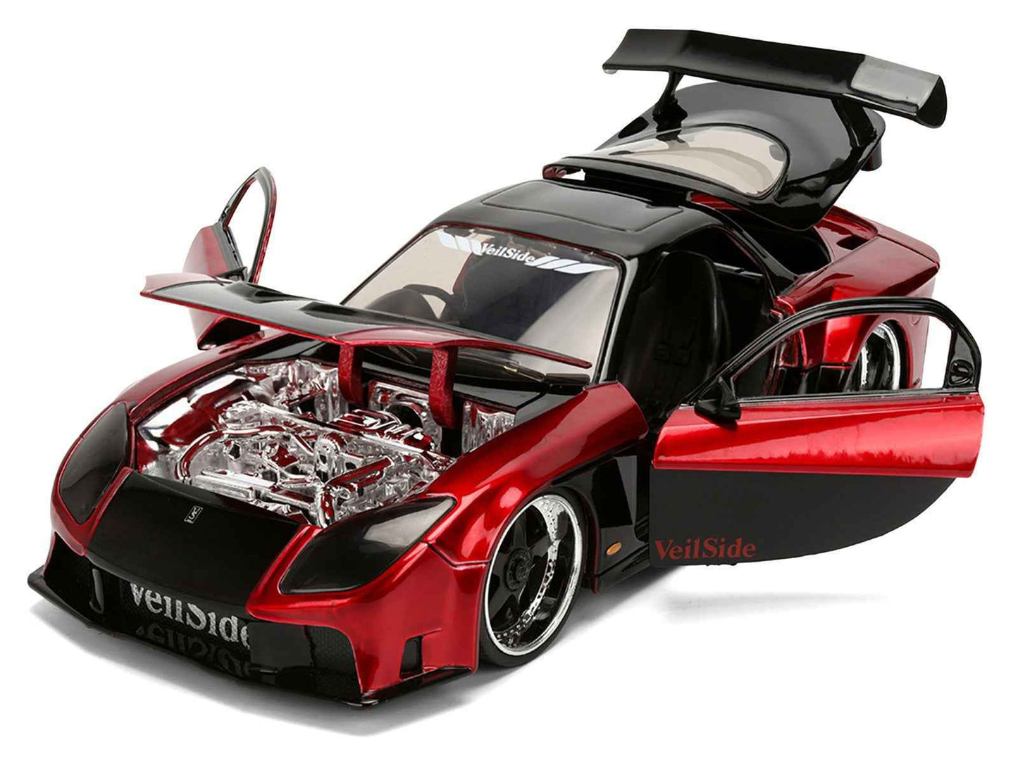 1995 Mazda RX-7 Widebody RHD (Right Hand Drive) "VeilSide" Black and Red Metallic "JDM Tuners" Series 1/24 Diecast Model Car by Jada Miniature Motors Default Title Default Title-