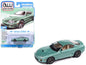1:64 diecast sports coupe model car, metallic green with black wheels and tinted windows