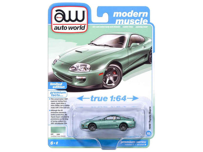 1998 Toyota Supra Caribbean Green Metallic "Modern Muscle" Series 1/64 Diecast Model Car by Auto World Miniature Motors Default Title Default Title-