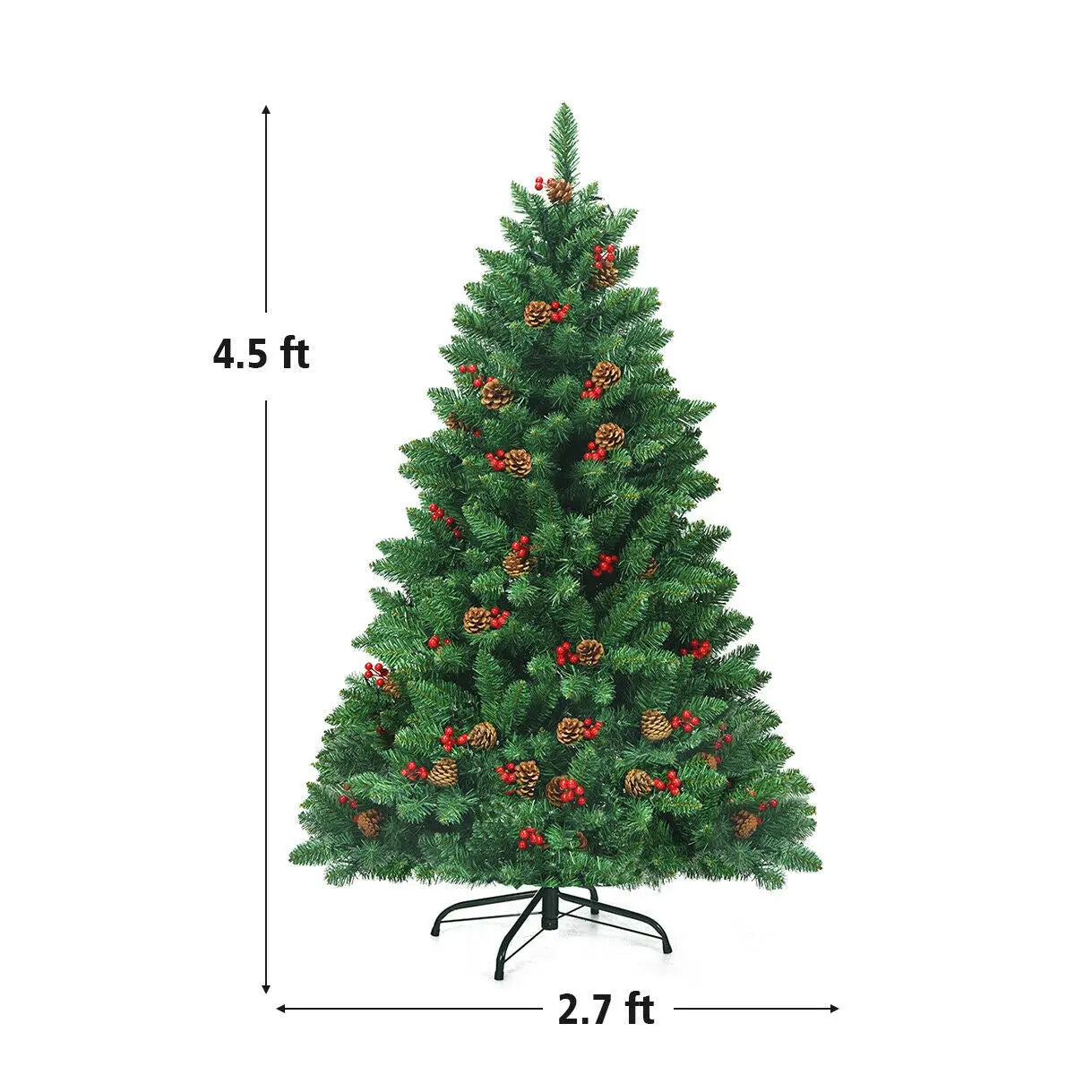 4.5 Feet Pre-lit Hinged Christmas Tree with 300 LED Lights