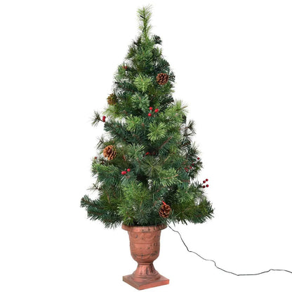LED Christmas Tree with Red Berries Pine Cones