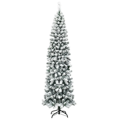 7.5 Feet Unlit Hinged Snow Flocked Artificial Pencil Christmas Tree with 641 Tips
