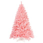 6 Feet Pink Artificial Hinged Spruce Full Christmas Tree with Foldable Metal Stand