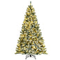 6 Feet Pre-lit Snow Flocked Hinged Christmas Tree with 928 Tips and Metal Stand