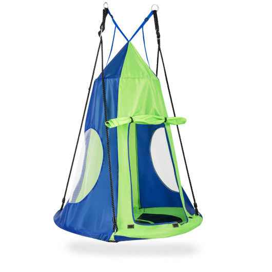 2-in-1 40 Inch Kids Hanging Chair Detachable Swing Tent Set-Green Cartsfy Inc.