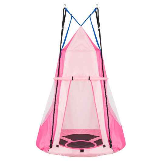 2-in-1 40 Inch Kids Hanging Chair Detachable Swing Tent Set-Pink Cartsfy Inc.