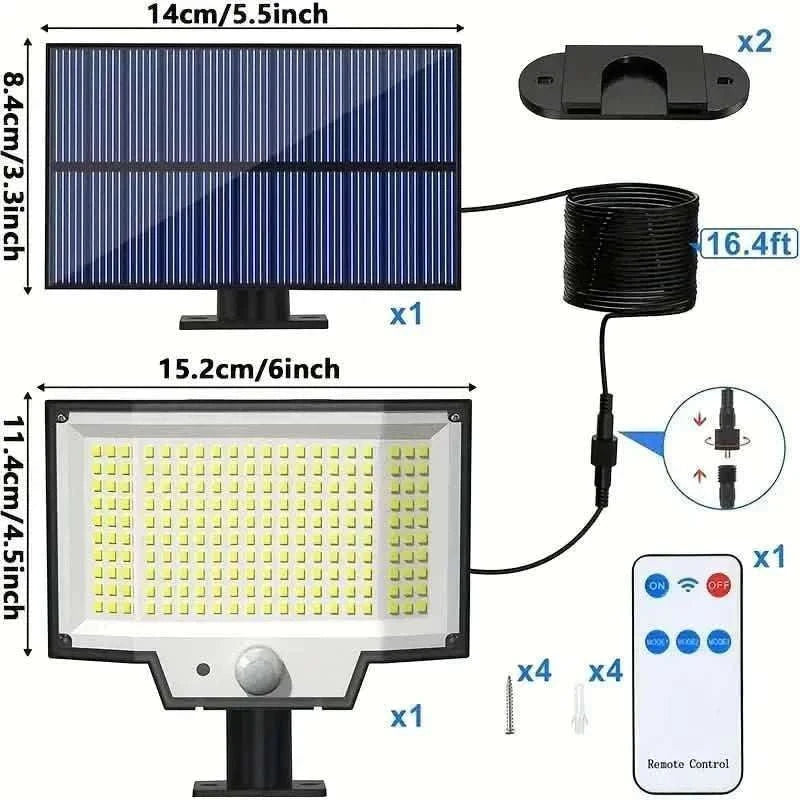2-Pack: 200-LED/3Modes Upgraded Split Solar Motion Sensor Light Outdoor with Remote Cartsfy Inc.