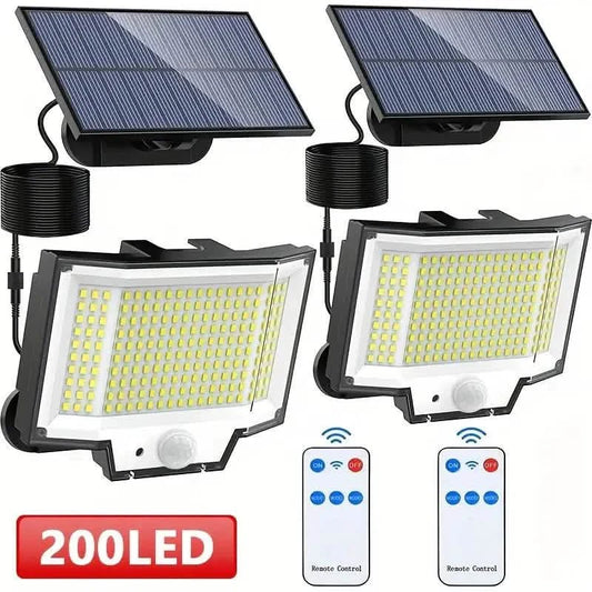 2 - Pack: 200 - LED/3Modes Upgraded Split Solar Motion Sensor Light Outdoor with Remote - Cartsfy Inc.