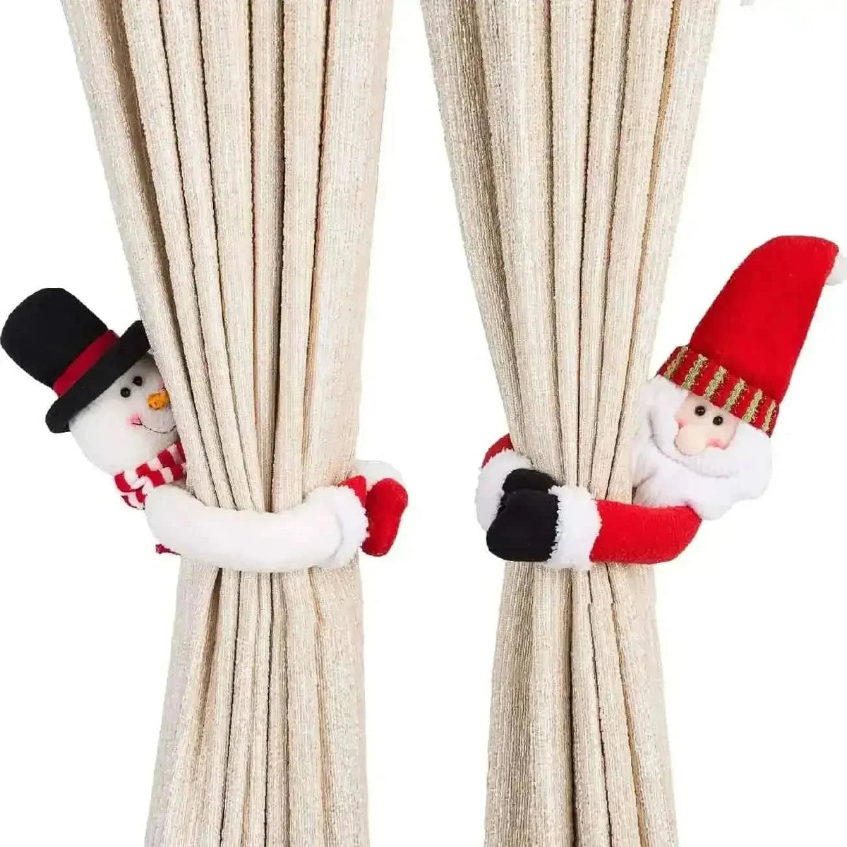 2-Pack: Christmas Curtain Buckle Doll Santa & Snowman Cartsfy Inc.