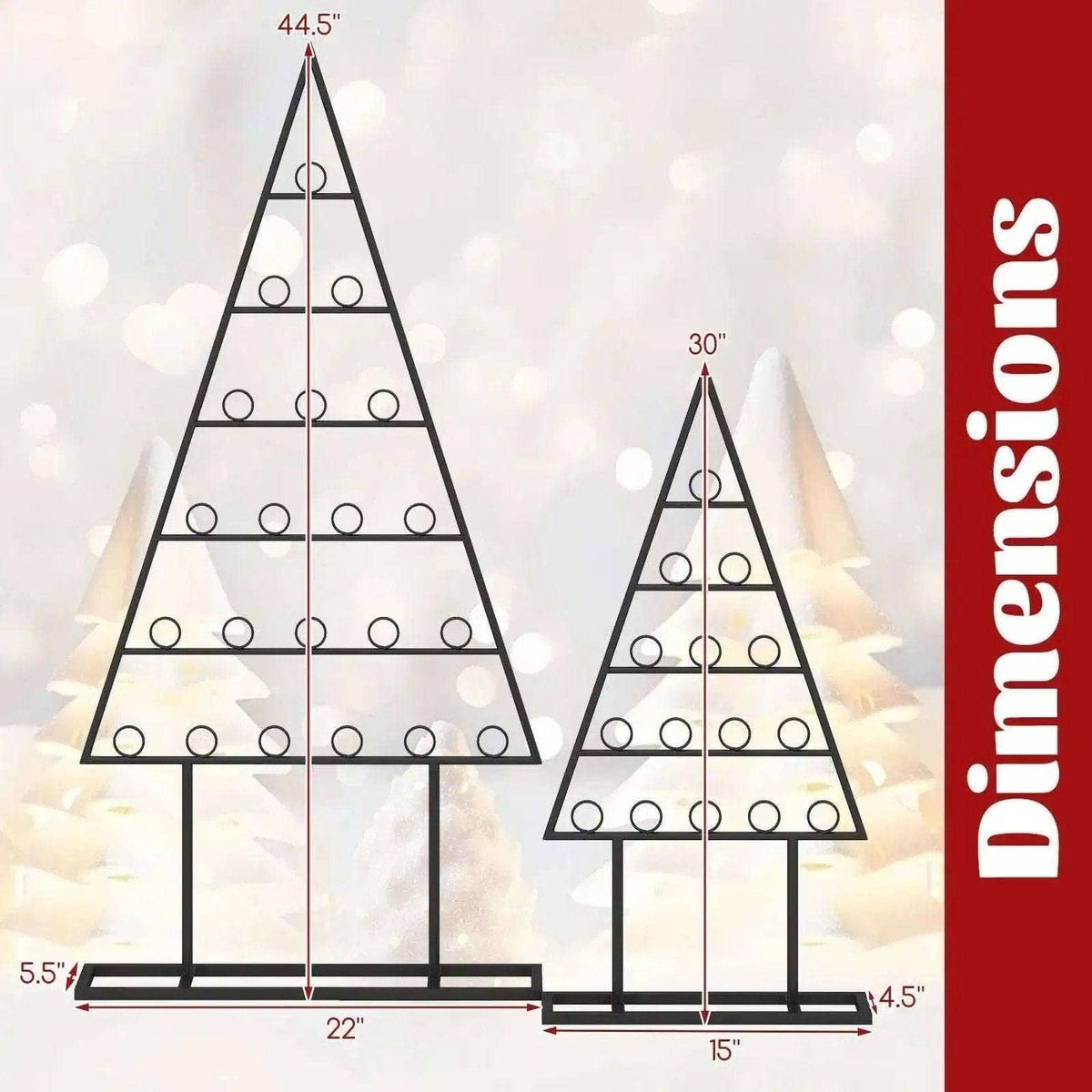 2 Pack Christmas Tree Photo Holder with 36 Round Clips and Metal Hanging Rack-Black Cartsfy Inc.