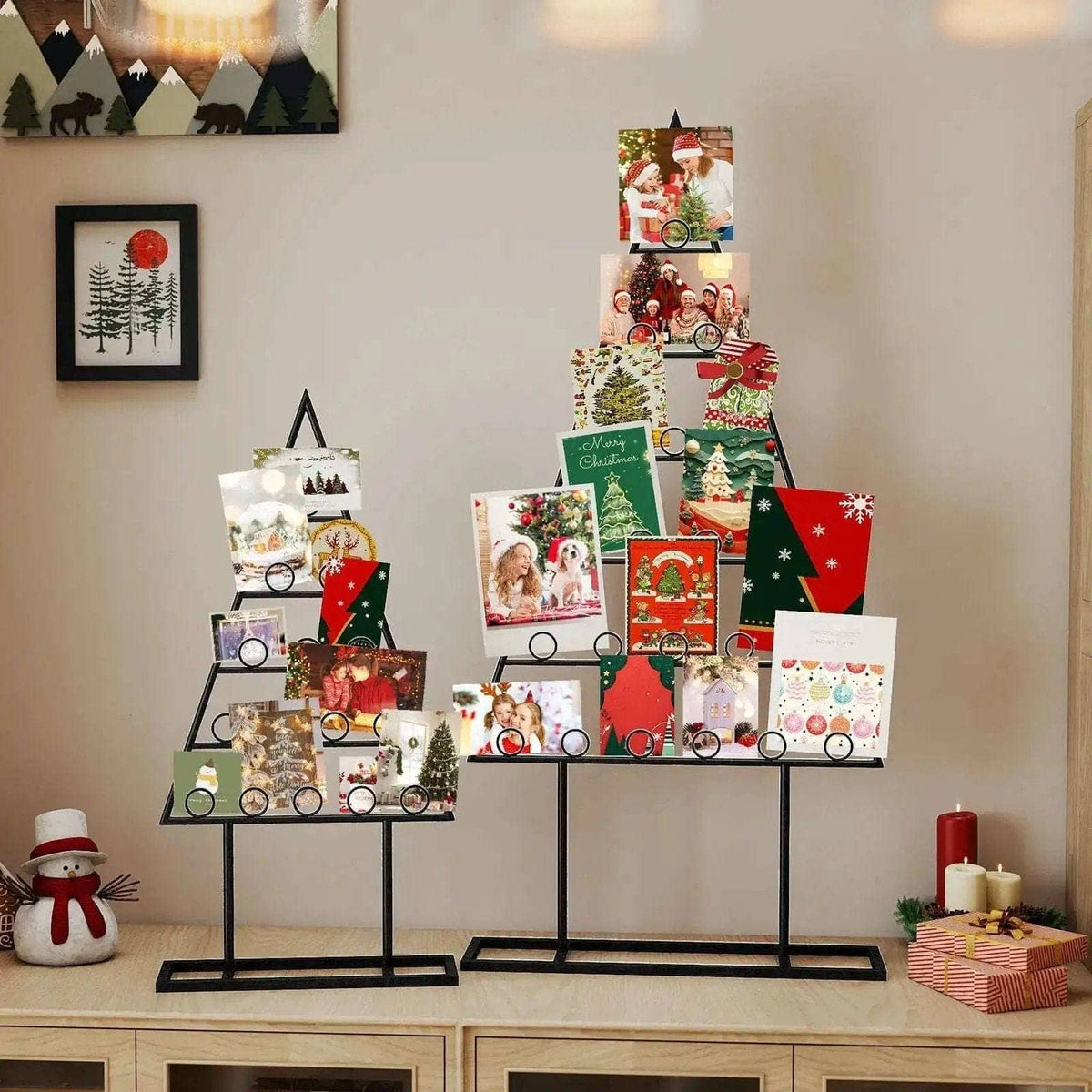 2 Pack Christmas Tree Photo Holder with 36 Round Clips and Metal Hanging Rack-Black Cartsfy Inc.