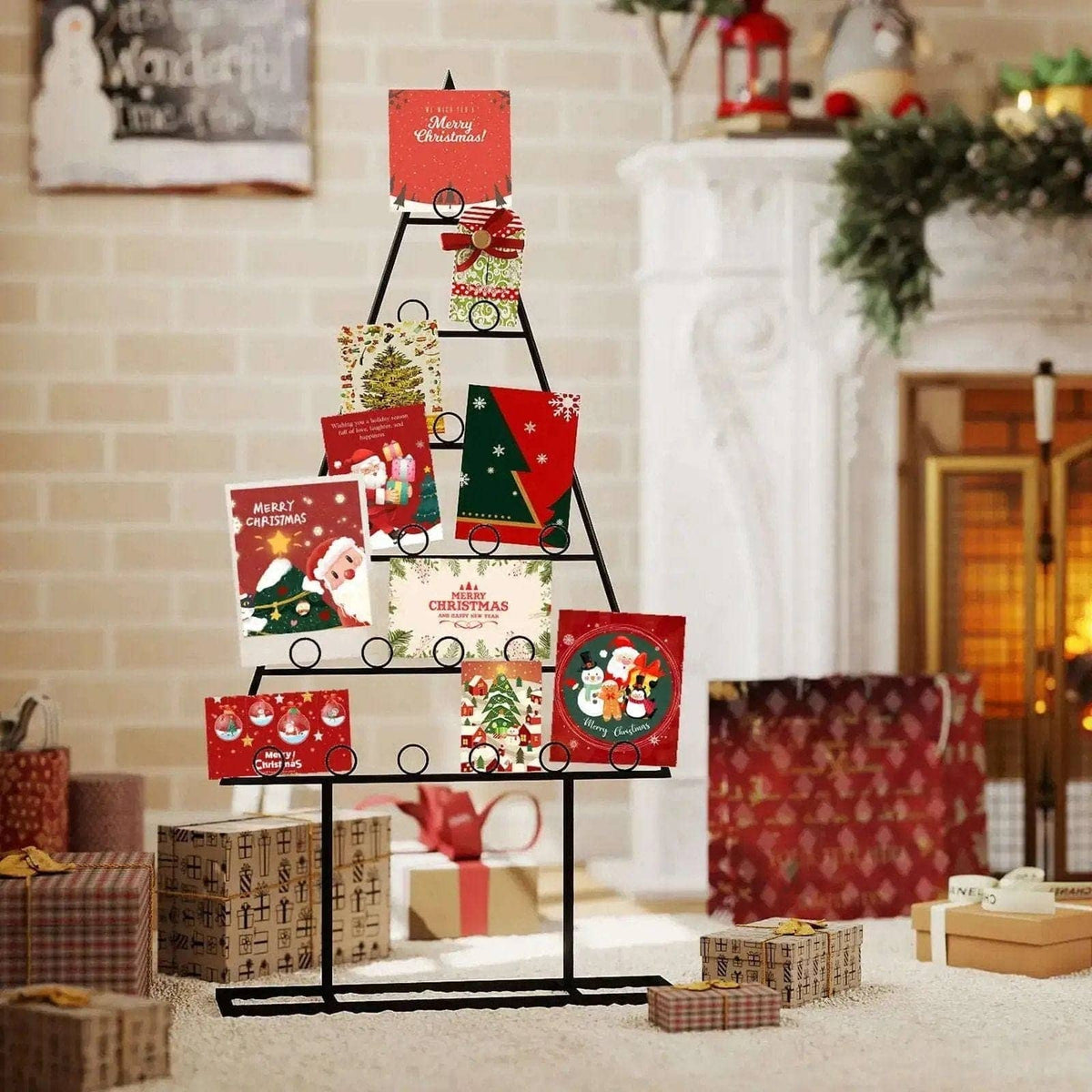 2 Pack Christmas Tree Photo Holder with 36 Clips - Black