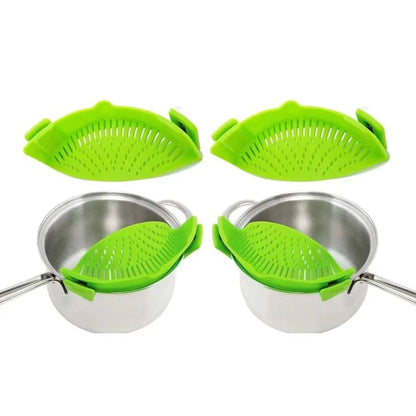 2-Pack: Easy Snap On Heat Resistance Silicone Kitchen Strainer DailySale Black Green Black/Green Black-Green-Black/Green-