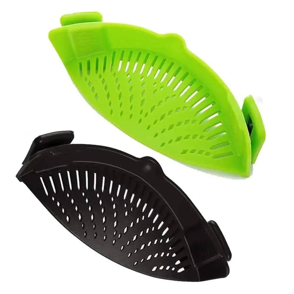 2-Pack: Easy Snap On Heat Resistance Silicone Kitchen Strainer DailySale Black Green Black/Green Black-Green-Black/Green-