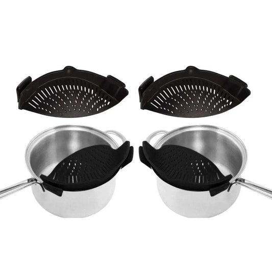 2-Pack: Easy Snap On Heat Resistance Silicone Kitchen Strainer DailySale Black Green Black/Green Black-Green-Black/Green-