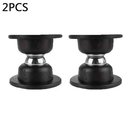 Two-pack of black magnetic door stoppers with round metal magnet caps