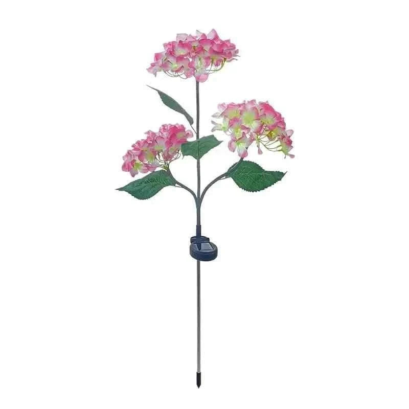 2-Pack: Hydrangea Solar LED Flower Lights with 3 Heads Outdoor Waterproof Garden Lights Cartsfy Inc.