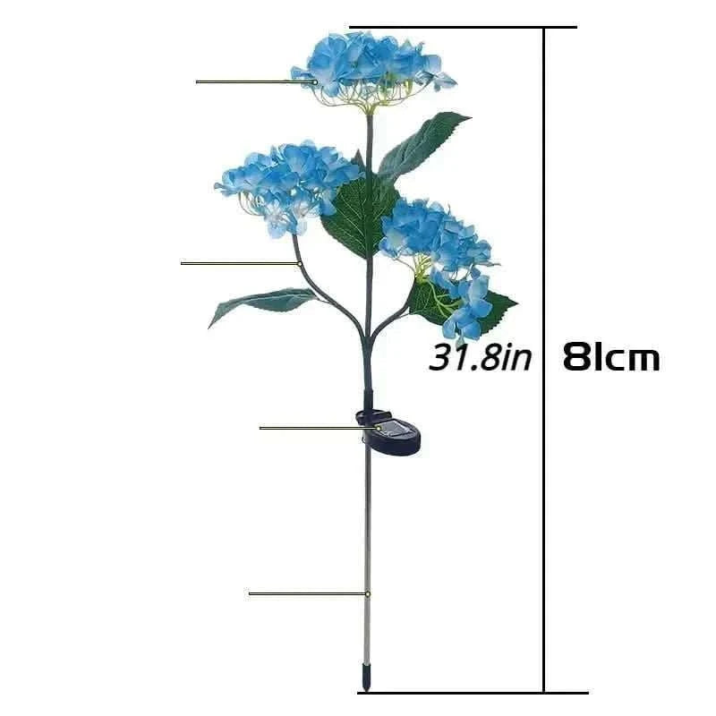 2-Pack: Hydrangea Solar LED Flower Lights with 3 Heads Outdoor Waterproof Garden Lights Cartsfy Inc.