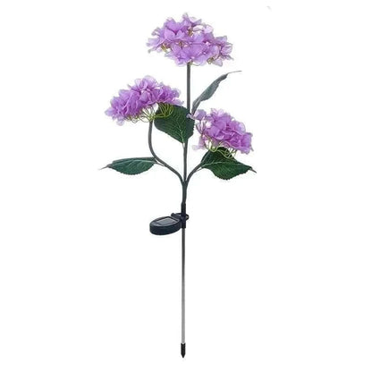 2-Pack: Hydrangea Solar LED Flower Lights with 3 Heads Outdoor Waterproof Garden Lights Cartsfy Inc.