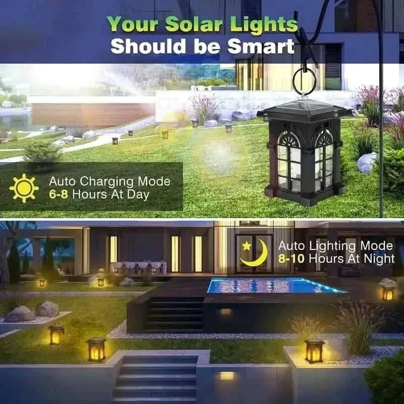 2-Pack: IP65 Waterproof Solar Outdoor Lights With Flickering Flame DailySale Multicolor Yellow Multicolor-Yellow-