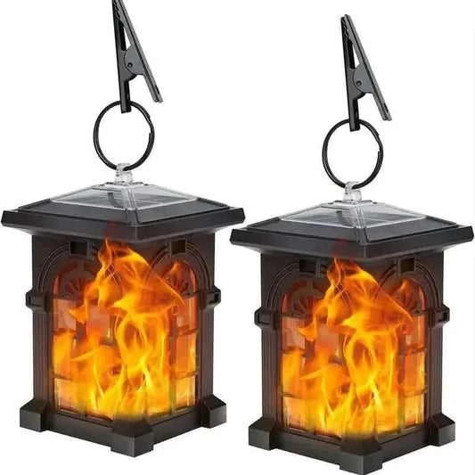 2-Pack: IP65 Waterproof Solar Outdoor Lights With Flickering Flame DailySale Multicolor Yellow Multicolor-Yellow-