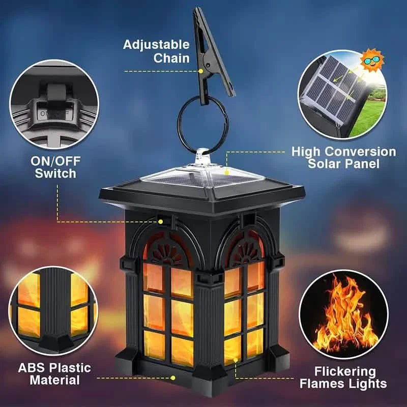 2 - Pack: IP65 Waterproof Solar Outdoor Lights With Flickering Flame - Cartsfy Inc.