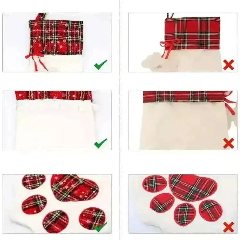 2-Pack: Plaid Christmas Pet Dog Cat Paw Hanging Stocking Socks Cartsfy Inc.