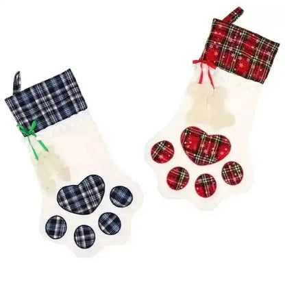 2-Pack: Plaid Christmas Pet Dog Cat Paw Hanging Stocking Socks Cartsfy Inc.