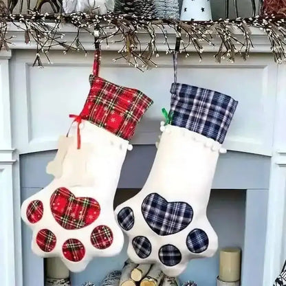 2-Pack: Plaid Christmas Pet Dog Cat Paw Hanging Stocking Socks Cartsfy Inc.