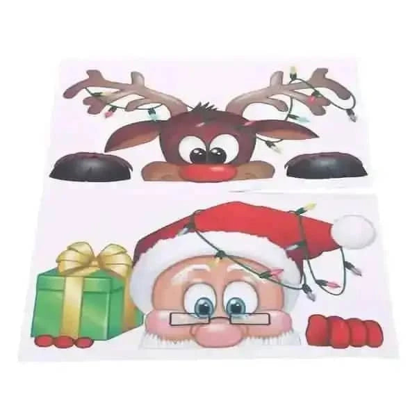 2-Pack: Santa Claus Elk Shop Hotel Christmas Window Double Sided Glass Sticker Cartsfy Inc.