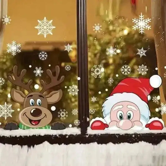 2-Pack: Santa Claus Elk Shop Hotel Christmas Window Double Sided Glass Sticker Cartsfy Inc.