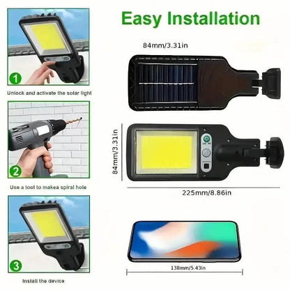 2 - Pack: Solar Outdoor Security Street Lighting, 3 Modes With Wireless Motion Sensing and Remote Control - Cartsfy Inc.