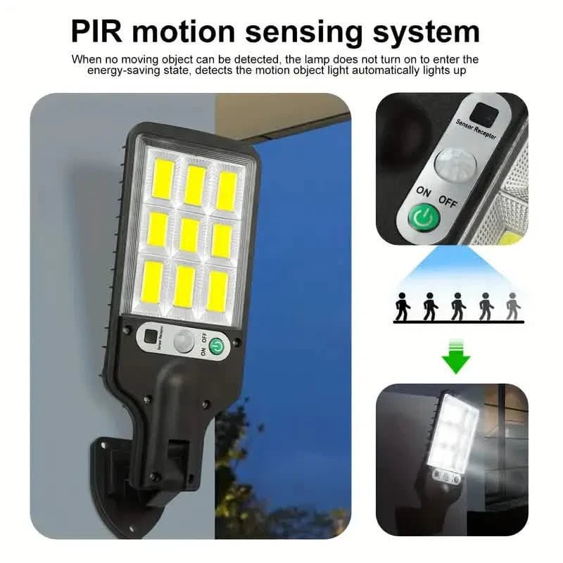 2 - Pack: Solar Outdoor Security Street Lighting, 3 Modes With Wireless Motion Sensing and Remote Control - Cartsfy Inc.