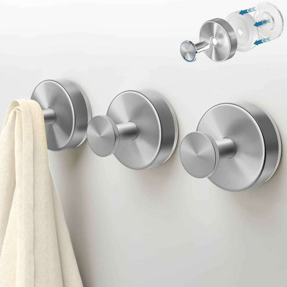 2-Pack: Strong Suction Cup Hooks – Silver Brushed Stainless Steel, No Drilling Required DailySale Default Title Default Title-