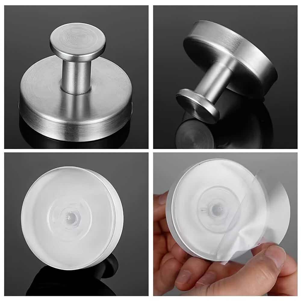 2-Pack: Strong Suction Cup Hooks – Silver Brushed Stainless Steel, No Drilling Required DailySale Default Title Default Title-