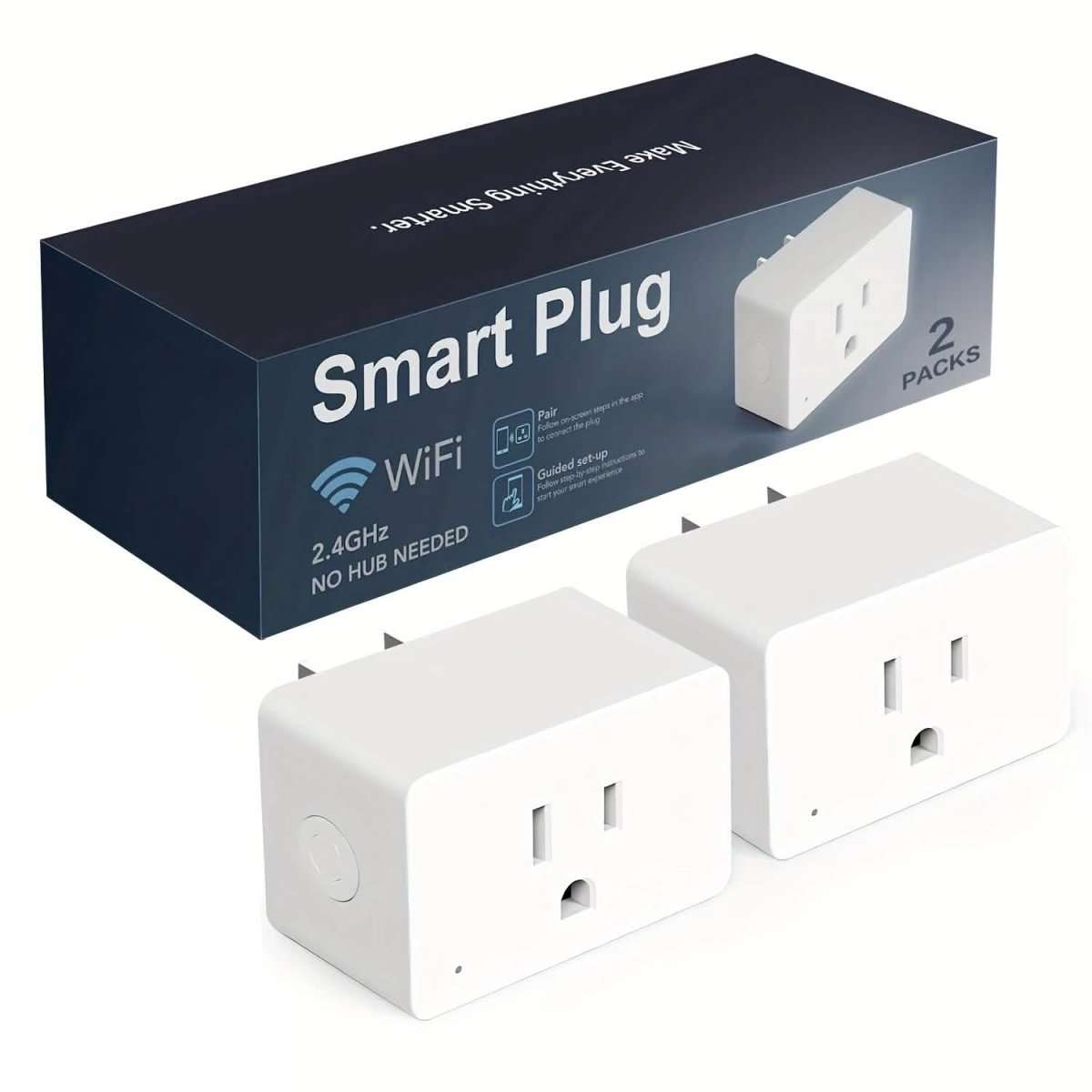 2-Pack: WiFi Smart Plug – 15A, Timer & App Control, Works with Alexa & Google Home Cartsfy Inc.