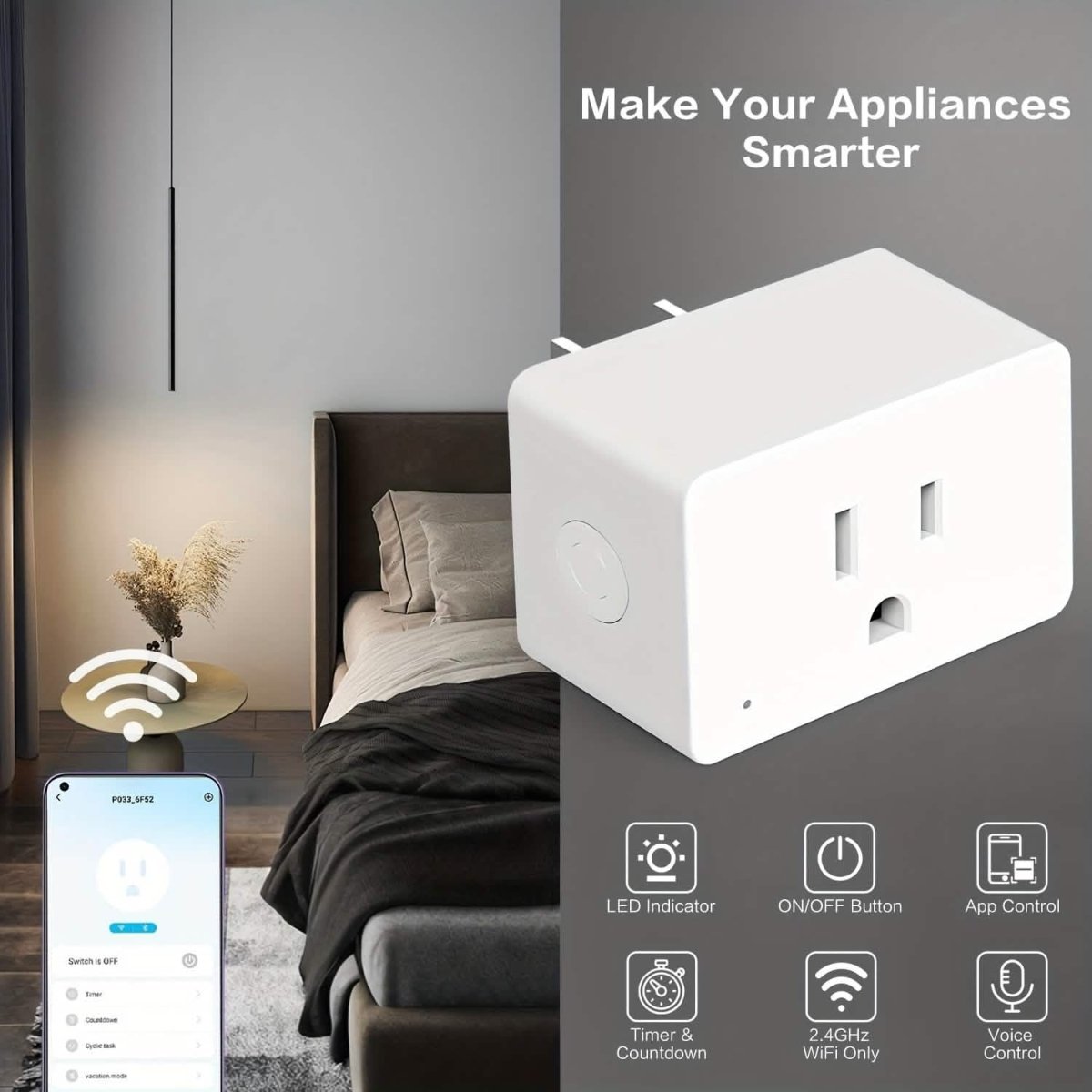 2 - Pack: WiFi Smart Plug – 15A, Timer & App Control, Works with Alexa & Google Home - Cartsfy Inc.